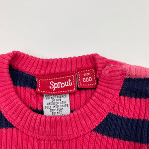 Girls Sprout, knitted cotton long sleeve dress, small mark back hem, FUC, size 000, L: 34cm