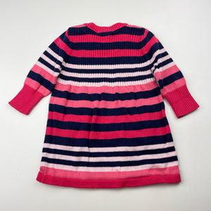Girls Sprout, knitted cotton long sleeve dress, small mark back hem, FUC, size 000, L: 34cm