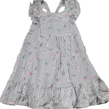 Load image into Gallery viewer, Girls lightweight, striped summer dress, no labels, armpit to armpit: 31cm, EUC, size 6-7, L: 67cm