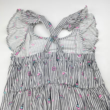 Load image into Gallery viewer, Girls lightweight, striped summer dress, no labels, armpit to armpit: 31cm, EUC, size 6-7, L: 67cm