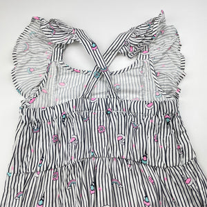 Girls lightweight, striped summer dress, no labels, armpit to armpit: 31cm, EUC, size 6-7, L: 67cm