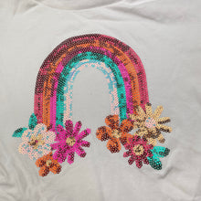 Load image into Gallery viewer, Girls Anko, white cotton tee / top, sequin rainbow, EUC, size 2,  