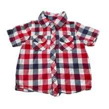 Load image into Gallery viewer, Boys Minoti, checked cotton short sleeve shirt, GUC, size 1,  