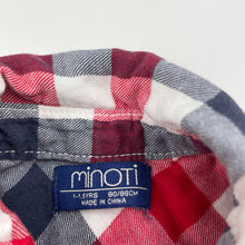 Load image into Gallery viewer, Boys Minoti, checked cotton short sleeve shirt, GUC, size 1,  