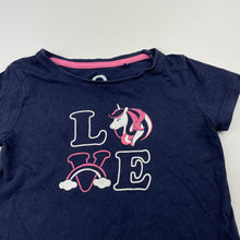 Load image into Gallery viewer, Girls Brilliant Basics, navy cotton tee / top, unicorn, FUC, size 2,  