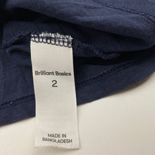 Load image into Gallery viewer, Girls Brilliant Basics, navy cotton tee / top, unicorn, FUC, size 2,  
