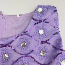 Load image into Gallery viewer, Girls purple, tulle &amp; sequin party/formal dress, armpit to armpit: 32cm, EUC, size 7-8, L: 70cm