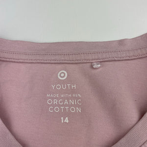 Girls Target, pink organic cotton tee / top, GUC, size 14,  