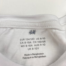 Load image into Gallery viewer, Girls H&amp;M, white cotton tee / top, EUC, size 9-10,  