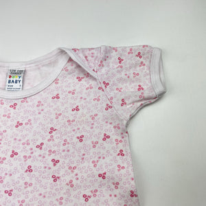 Girls Baby Baby, vintage floral cotton bodysuit / romper, GUC, size 1,  