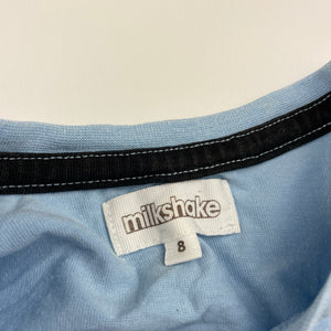 Boys Milkshake, blue cotton tee / top, discolouration right shoulder, FUC, size 8,  