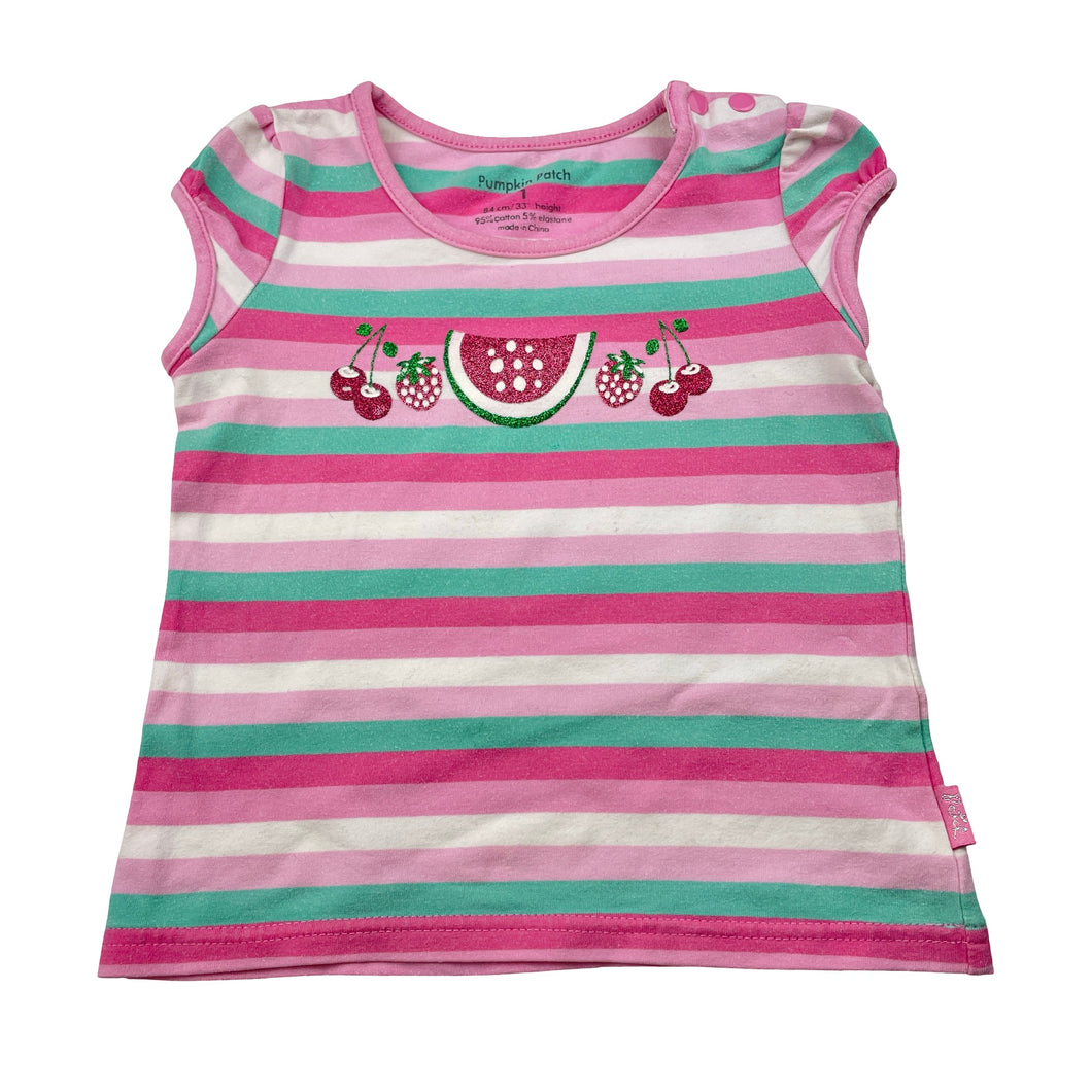Girls Pumpkin Patch, stretchy tee / top, wash fade, FUC, size 1,  