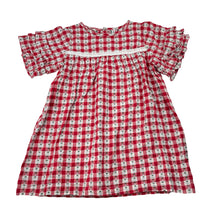 Load image into Gallery viewer, Girls checked, floral cotton dress, GUC, size 3, L: 45cm