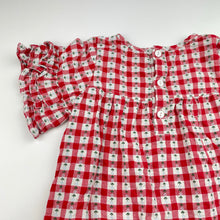 Load image into Gallery viewer, Girls checked, floral cotton dress, GUC, size 3, L: 45cm