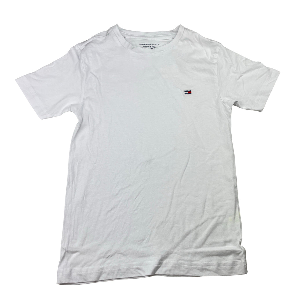 Unisex Tommy Hilfiger, white cotton tee / top, armpit to armpit: 31cm *small sizing*, FUC, size 6-7,  