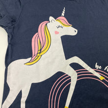 Load image into Gallery viewer, Girls Anko, navy cotton pyjama top, unicorn, GUC, size 7,  