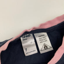 Load image into Gallery viewer, Girls Anko, navy cotton pyjama top, unicorn, GUC, size 7,  