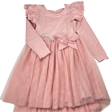 Load image into Gallery viewer, Girls KID, stretchy long sleeve tulle party dress, FUC, size 7, L: 65cm at front