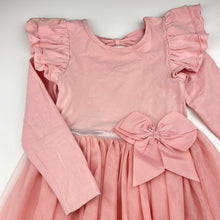 Load image into Gallery viewer, Girls KID, stretchy long sleeve tulle party dress, FUC, size 7, L: 65cm at front