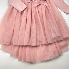 Load image into Gallery viewer, Girls KID, stretchy long sleeve tulle party dress, FUC, size 7, L: 65cm at front