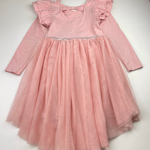 Load image into Gallery viewer, Girls KID, stretchy long sleeve tulle party dress, FUC, size 7, L: 65cm at front