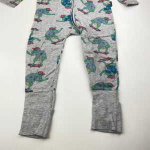 Unisex Bonds, zip wondersuit / zippy / romper, skateboarding crocodile, FUC, size 2,  