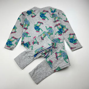 Unisex Bonds, zip wondersuit / zippy / romper, skateboarding crocodile, FUC, size 2,  