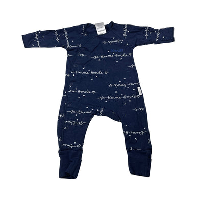 Unisex Bonds, navy stretchy cozysuit romper, GUC, size 00000,  