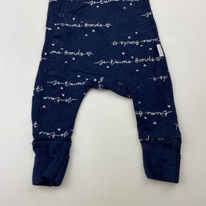 Unisex Bonds, navy stretchy cozysuit romper, GUC, size 00000,  