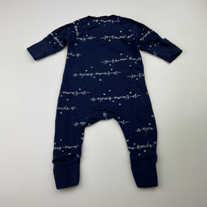 Unisex Bonds, navy stretchy cozysuit romper, GUC, size 00000,  