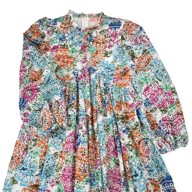 Girls MARLO, lined floral broderie long sleeve dress, EUC, size 11-12, L: 75cm