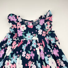Load image into Gallery viewer, Girls lightweight, navy floral dress, no labels, armpit to armpit: 28cm, GUC, size 2-3, L: 53cm