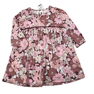 Girls Cotton On, floral cotton long sleeve dress, NEW, size 2, L: 50cm