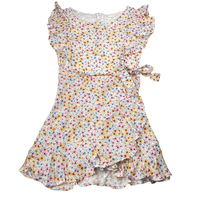 Girls David Jones, viscose floral ruffle dress, EUC, size 8, L: 60cm