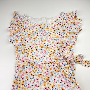 Girls David Jones, viscose floral ruffle dress, EUC, size 8, L: 60cm