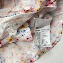 Load image into Gallery viewer, Girls David Jones, viscose floral ruffle dress, EUC, size 8, L: 60cm