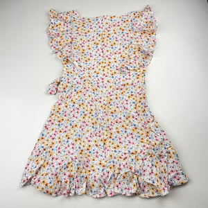 Girls David Jones, viscose floral ruffle dress, EUC, size 8, L: 60cm