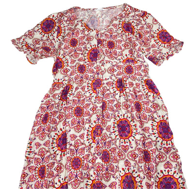 Girls Just Jeans, colourful viscose dress, EUC, size 14, L: 75cm