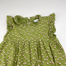 Load image into Gallery viewer, Girls Next, green floral cotton dress, GUC, size 2-3, L: 46cm