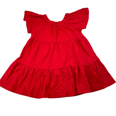 Girls Mango, red cotton short sleeve dress, EUC, size 2, L: 42cm