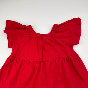 Girls Mango, red cotton short sleeve dress, EUC, size 2, L: 42cm
