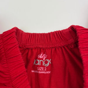 Girls Mango, red cotton short sleeve dress, EUC, size 2, L: 42cm
