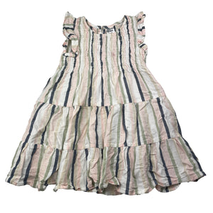 Girls Anko, striped viscose /cotton / linen dress, GUC, size 4, L: 49cm