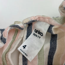 Load image into Gallery viewer, Girls Anko, striped viscose /cotton / linen dress, GUC, size 4, L: 49cm