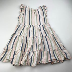 Girls Anko, striped viscose /cotton / linen dress, GUC, size 4, L: 49cm