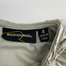 Load image into Gallery viewer, Girls Rock Your Kid, pleated silver metallic dress, EUC, size 4, L: 55cm