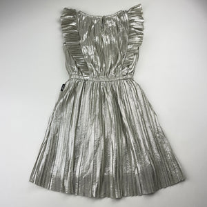 Girls Rock Your Kid, pleated silver metallic dress, EUC, size 4, L: 55cm