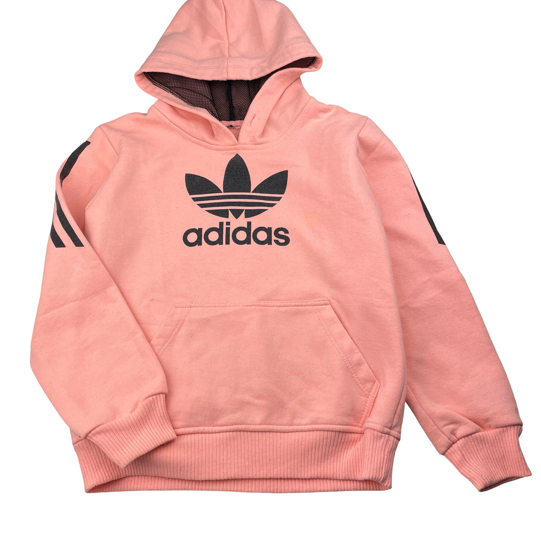 Girls Adidas, fleece lined hoodie sweater, labels, removed, armpit to armpit: 40cm, shoulder to cuff: 45cm, FUC, size 7-8,  