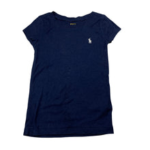 Load image into Gallery viewer, Girls Polo Ralph Lauren, navy cotton/modal tee / top, small sizing, armpit to armpit: 26cm unstretched, FUC, size 3-4,  
