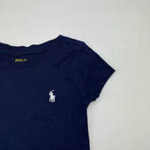 Load image into Gallery viewer, Girls Polo Ralph Lauren, navy cotton/modal tee / top, small sizing, armpit to armpit: 26cm unstretched, FUC, size 3-4,  